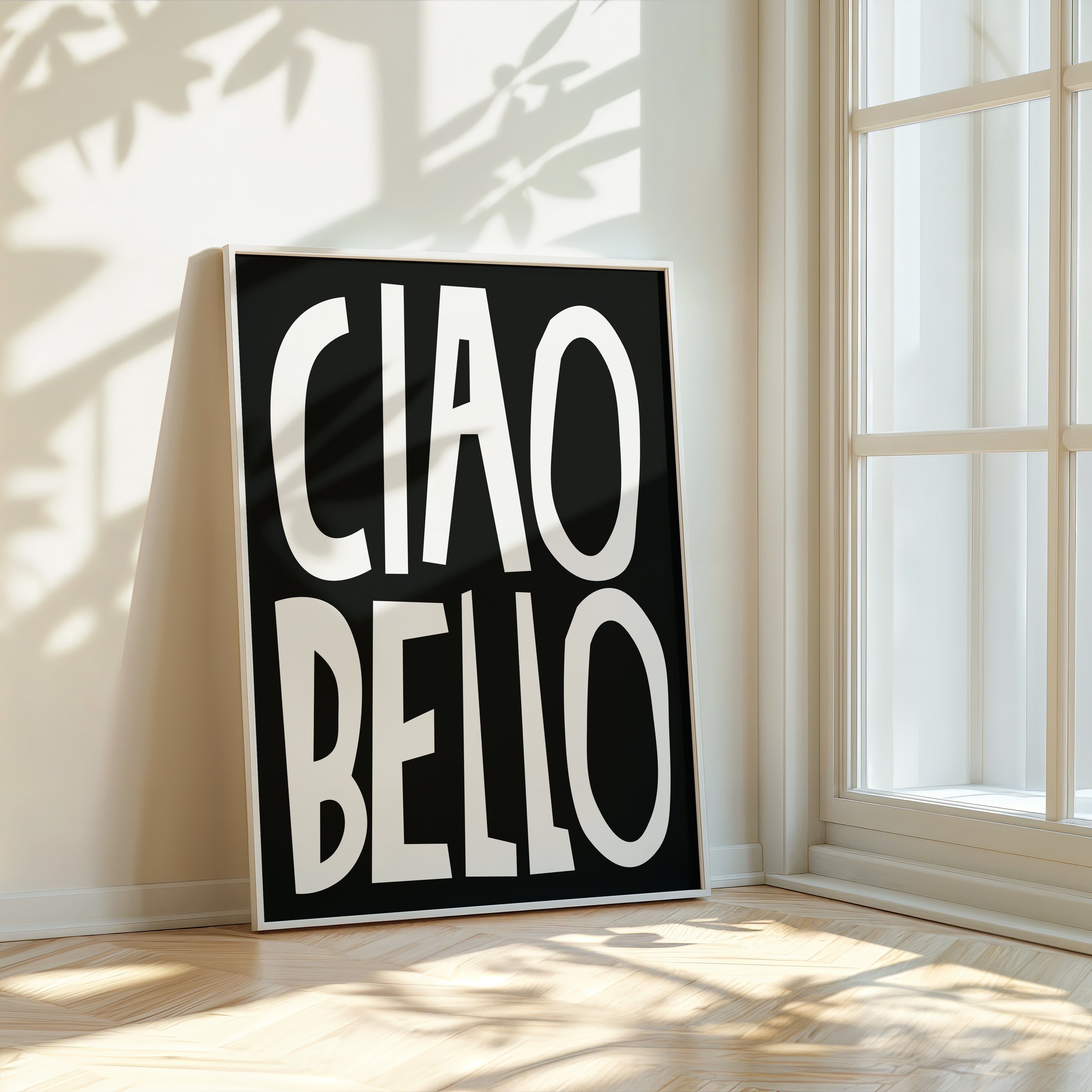 Ciao Bello White Typography Poster