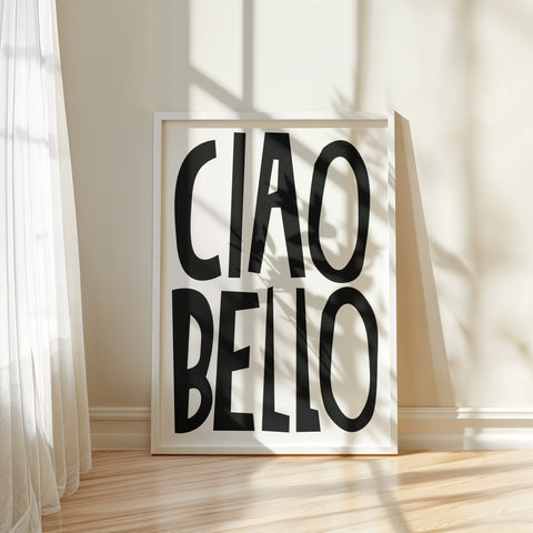 black-white-typography-poster-ciao-bello-closeup