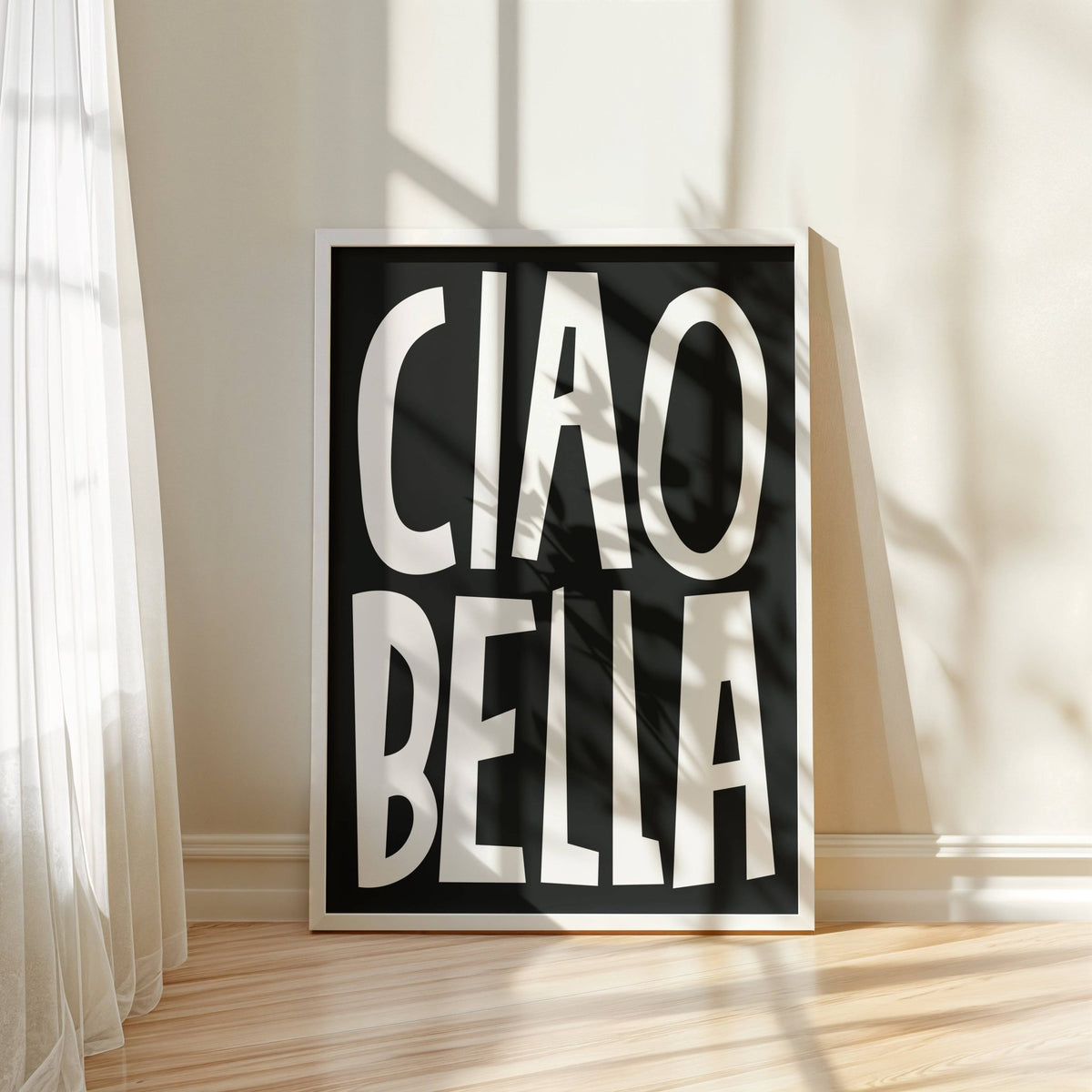 Modern typography wall art with black and white design