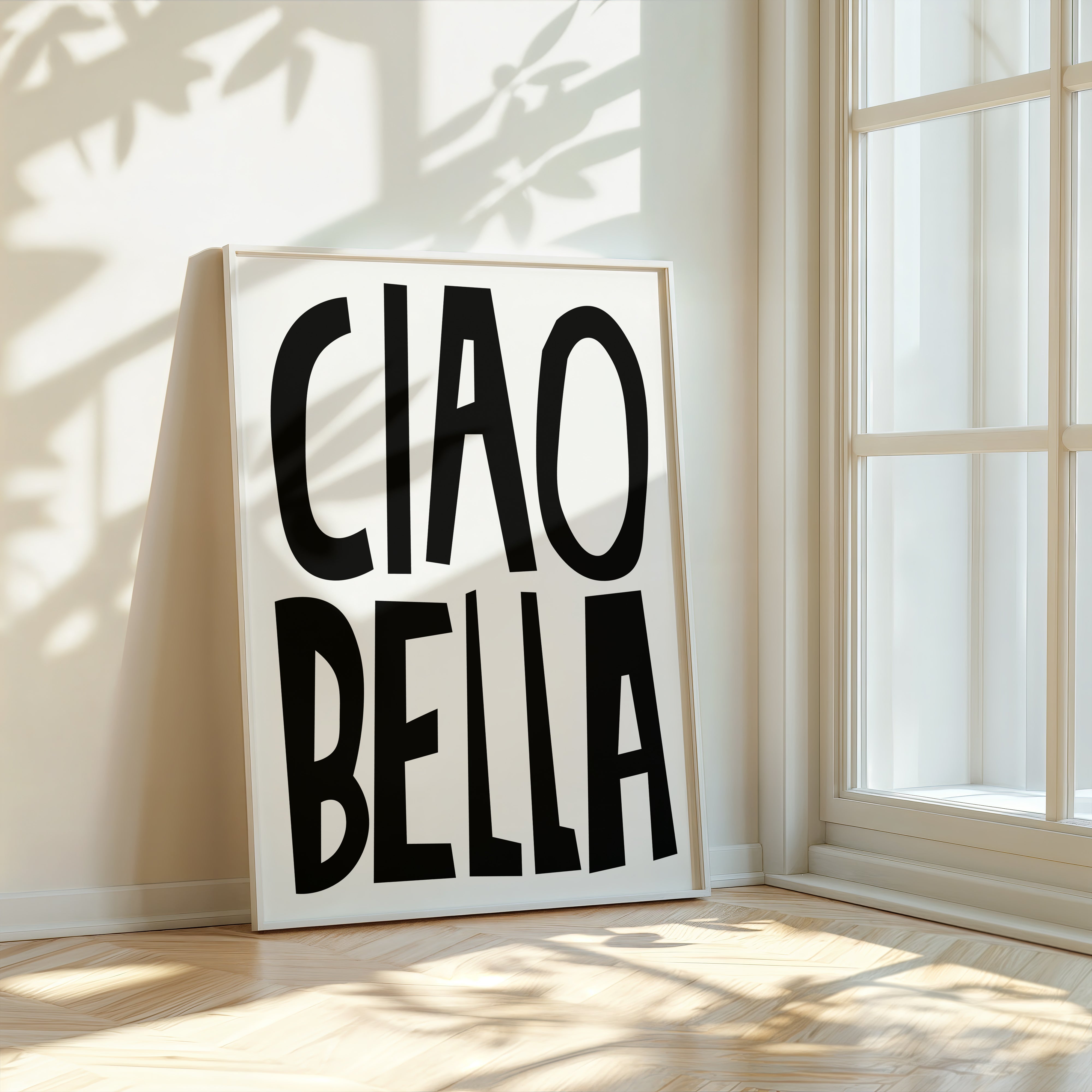 Posters for a Bedroom - Ciao Bella Black Typography Poster