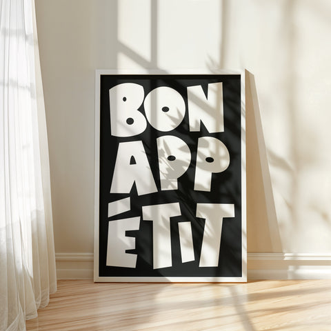 Contemporary kitchen wall art Bon Appétit poster