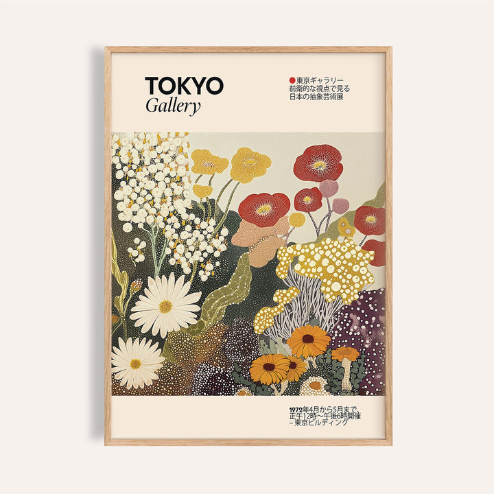 Wildflower wall art with golden blooms and red flowers