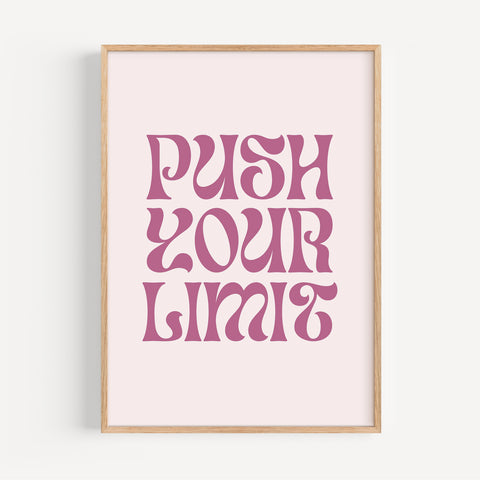 Inspirational wall art “Push Your Limit” in bold retro style for office or gym
