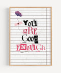 Motivational “You Are Good Enough” typography print on notebook-style background
