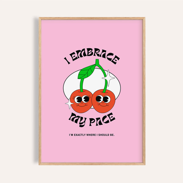 Cheerful wall art for dorm featuring cherry design and positive affirmation