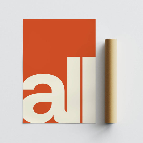 Modern typography art in orange and cream