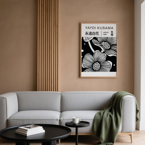 Matte finish poster highlighting floral details in black and white art flowers