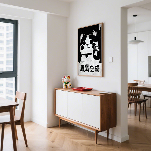 The lucky cat wall art for living room