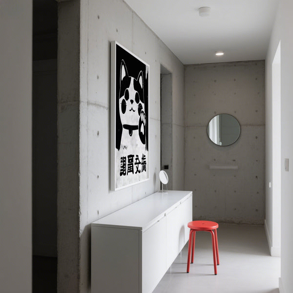 Lucky charm waving Maneki Neko wall art for bold interiors