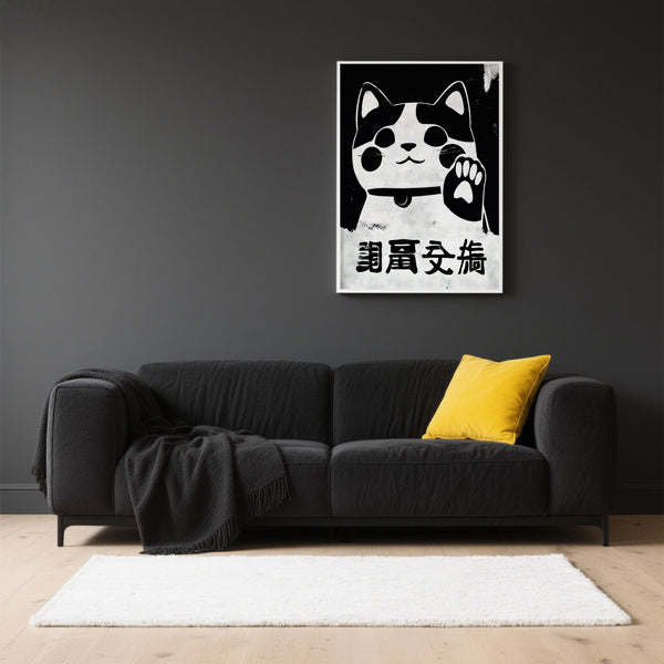 Above sofa lucky cat prints