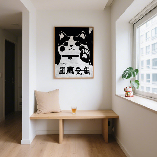 Entryway maneki neko asian fortune cat poster