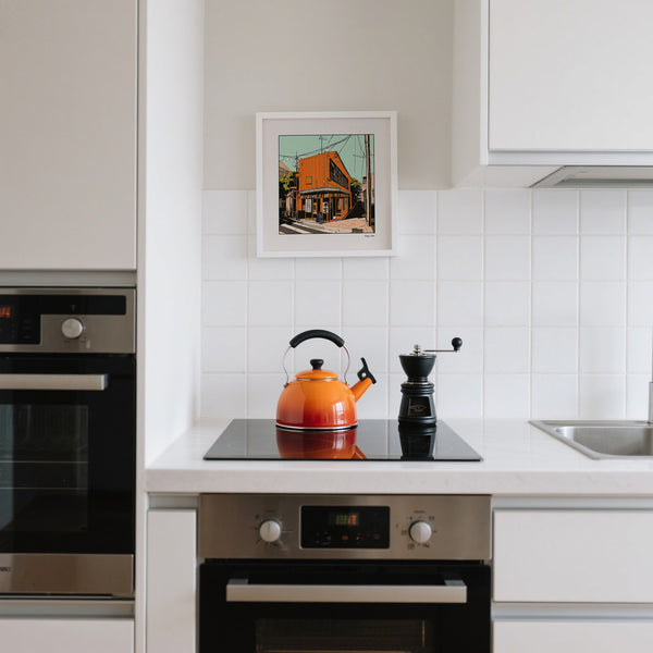 Orange Japanese wall art for kitchen of Tokyo Street