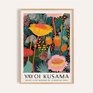 Framed Large Wall Art Modern featuring abstract floral composition in bright colours with text beneath