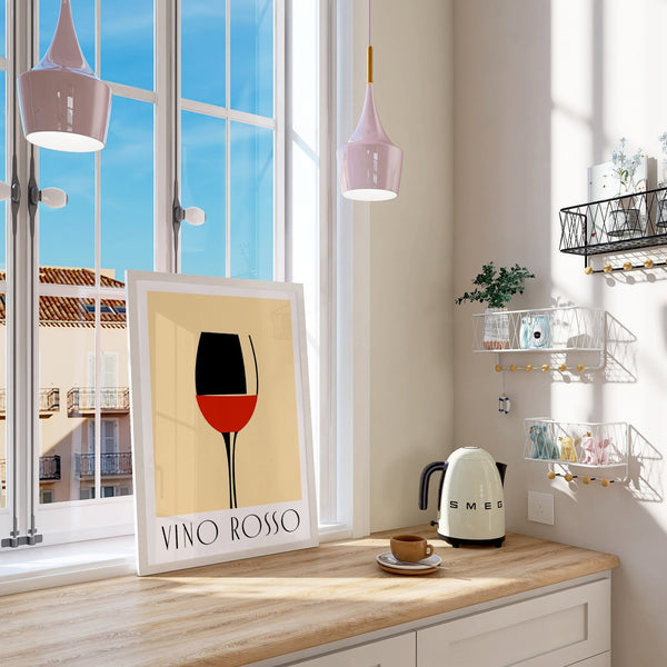 High-resolution glass of red wine in modern wine wall art print