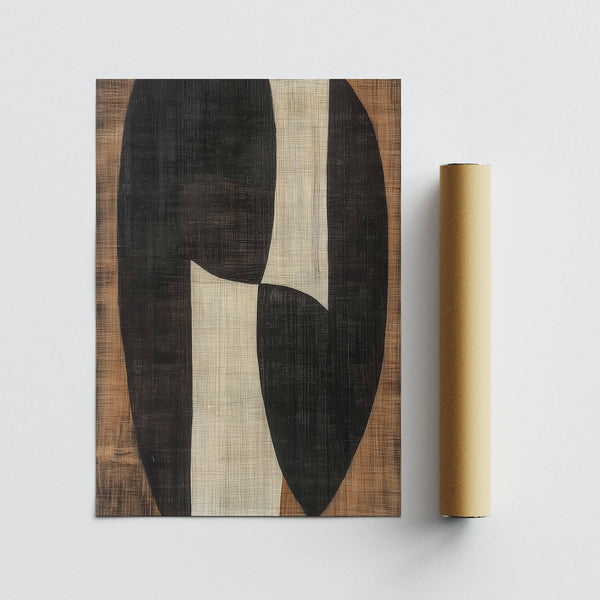 Japandi-style living room featuring zen wall art in warm tones