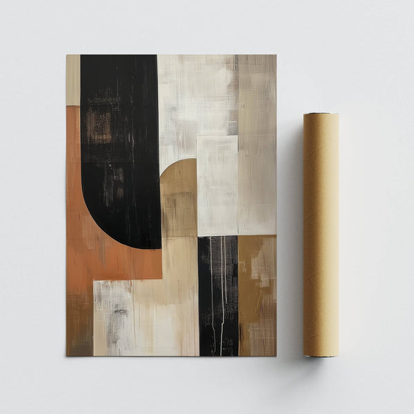 Earthy-toned geometric shapes in premium wabi sabi wall art