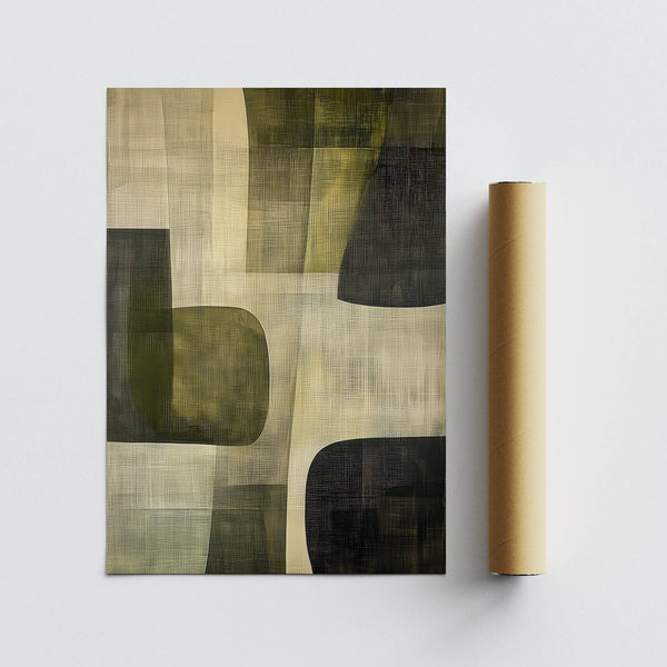 Earthy abstract art print for Japandi living room wall