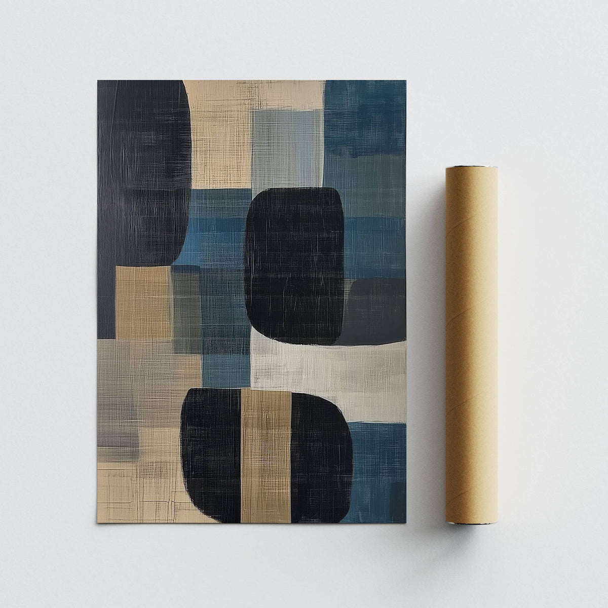 Office wall decorated with geometric abstract art prints for sale