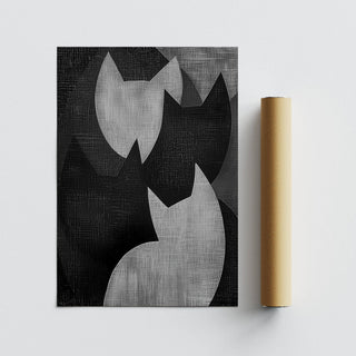 Abstract Wabi Sabi big cat art for peaceful and modern interiors