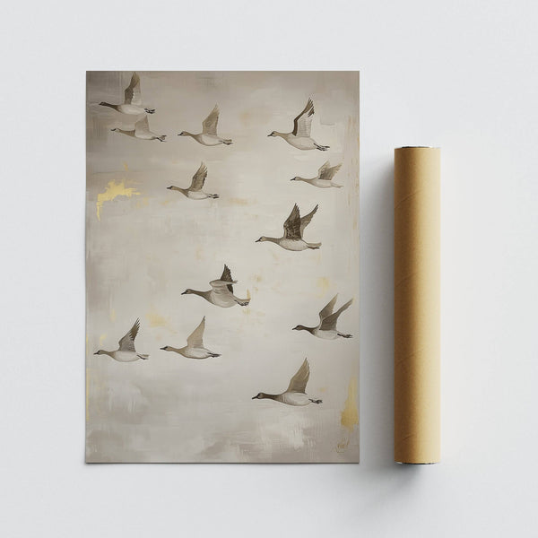 High-quality oriental artwork print with serene crane designs