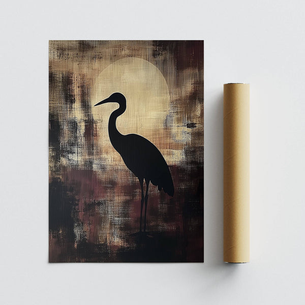 High-quality large heron wall art print on matte paper