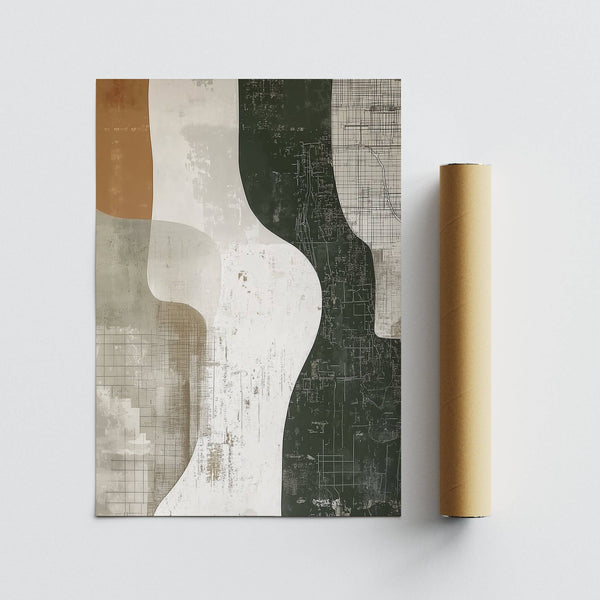 Minimalist Wabi Sabi print with layered texture for Japandi-inspired rooms

