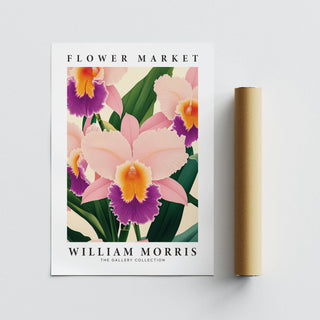 Intricate orchid blooms featured in floral wall art orchids print