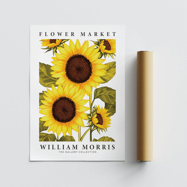 Living room with classic sunflower wall art poster