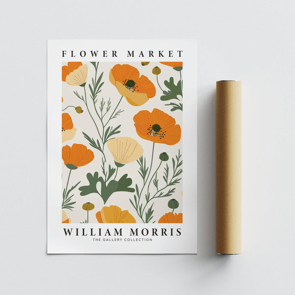 Elegant vintage wall art poppies suitable for timeless interior styling