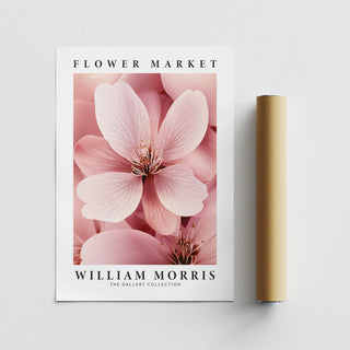Detailed cherry blossom petals in vintage floral wall art