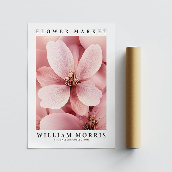 Detailed cherry blossom petals in vintage floral wall art