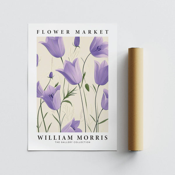 Botanical wall art tulips featuring delicate purple petals