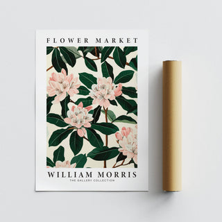Living room featuring elegant magnolia wall art poster