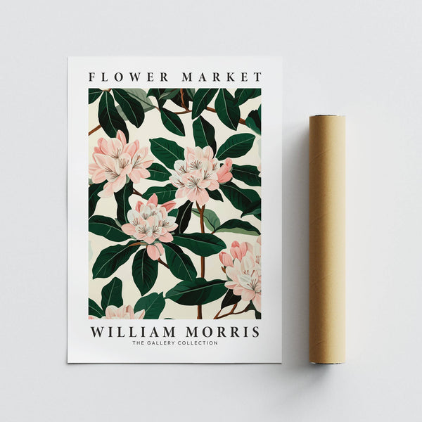 Living room featuring elegant magnolia wall art poster