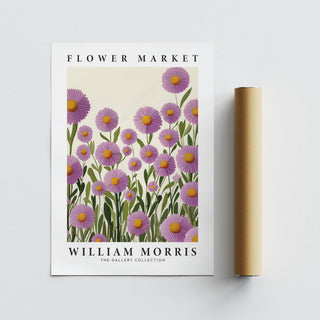 Vintage-inspired purple floral wall art with delicate petals for bedroom styling