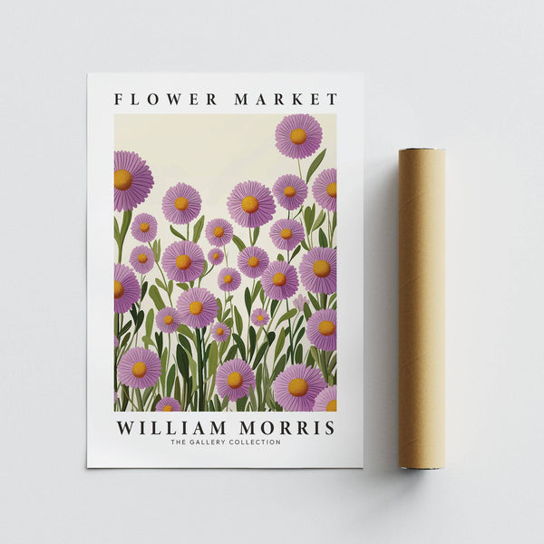 Vintage-inspired purple floral wall art with delicate petals for bedroom styling