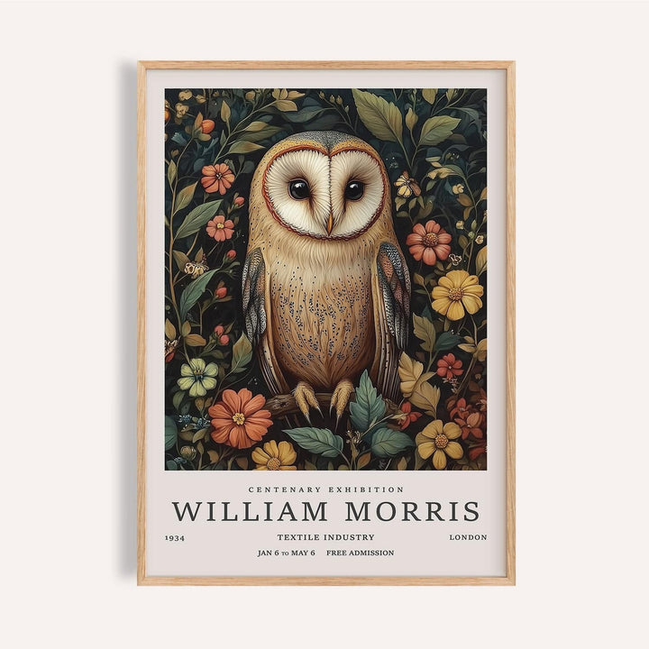 Vintage owl prints featuring barn owl among orange and yellow florals for study