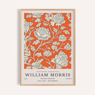 Bright orange and ivory vintage flower art for dining room wall