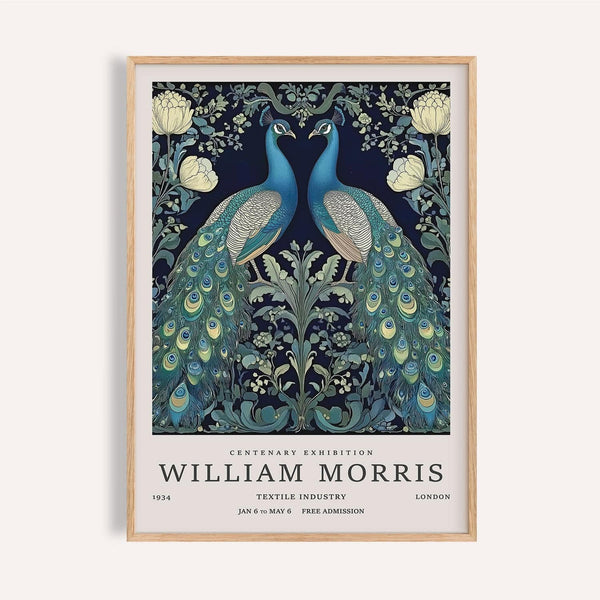 Large peacock wall art featuring two blue birds in floral setting for bedroom decor