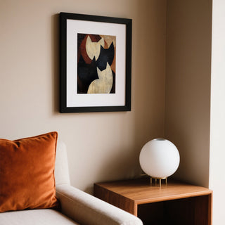 Feline-themed abstract cat art with modern organic shapes