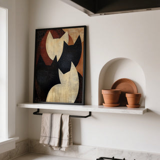 Kitchen wall art with abstract cats