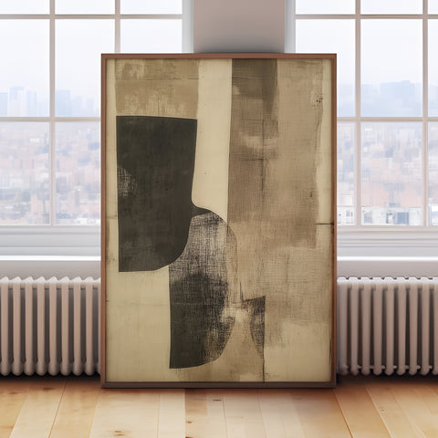 Minimalist Wabi Sabi wall art print with earthy tones, ideal for modern decor