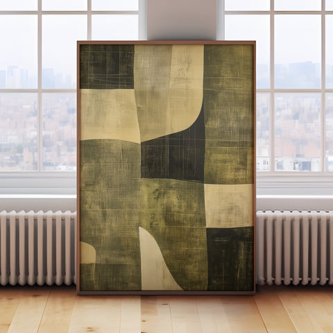 Minimalist geometric Wabi Sabi wall art with natural tones for modern decor