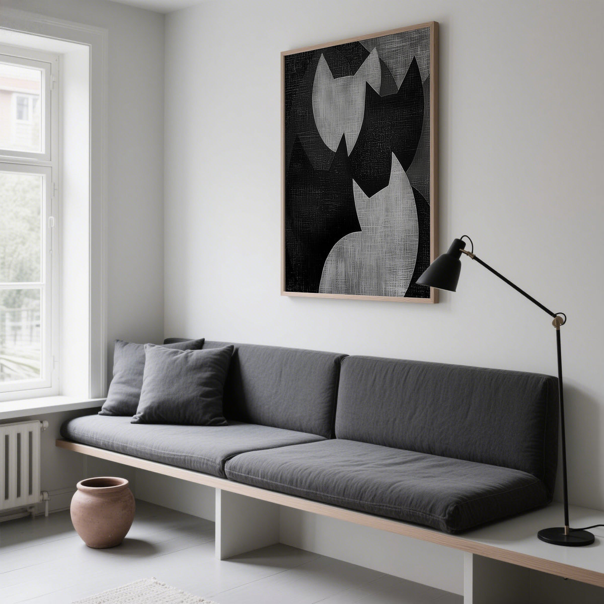 Large format big cat art print for minimalist living spaces