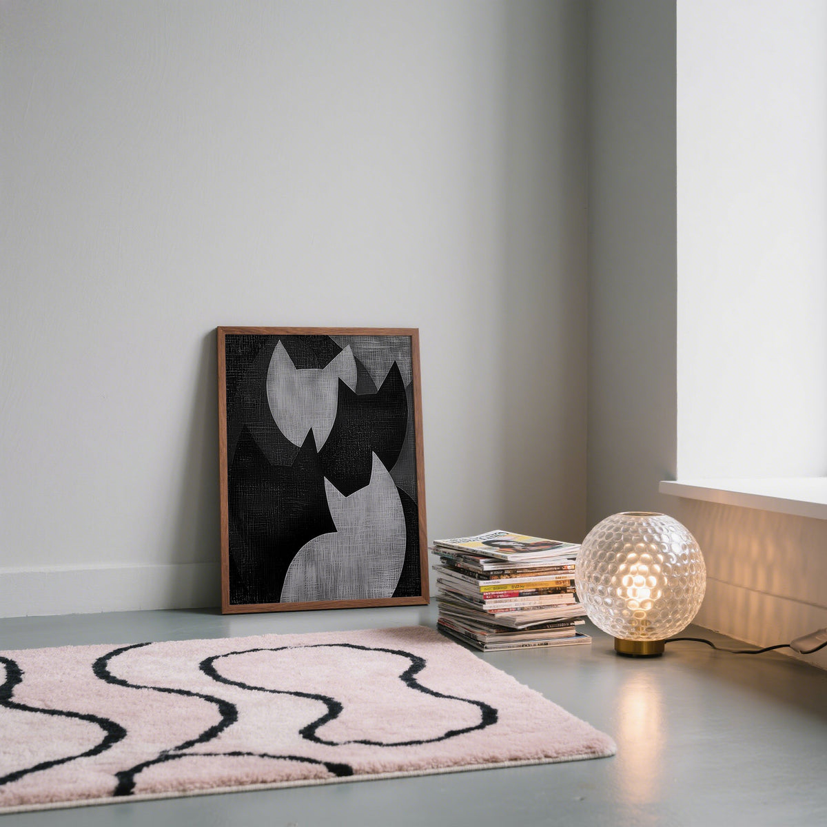 Sophisticated big cat art with flowing feline shapes for gallery walls