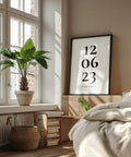 Elegant personalised date and name wall art for couples
