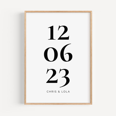 Personalised wedding anniversary wall art with custom date and names
