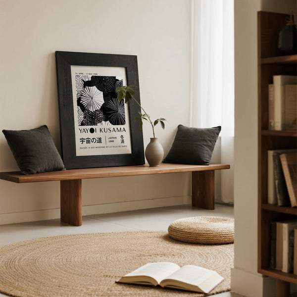 Yayoi Kusama-inspired winter wall art for minimalist interiors