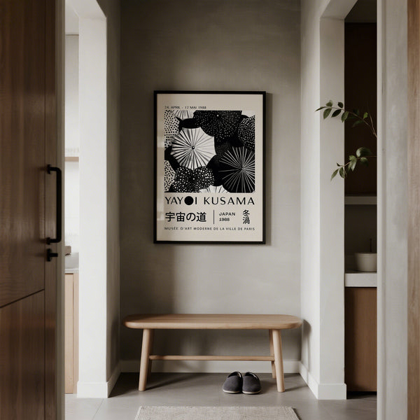 Artistic winter wall art print with Kusama visual influence