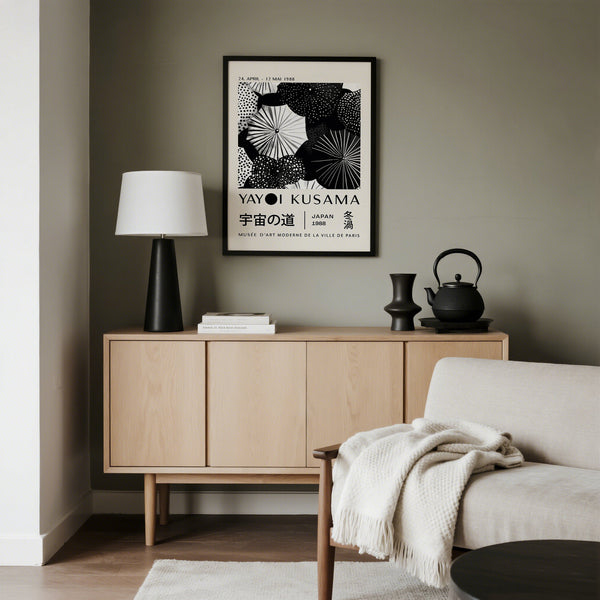 Black and white winter wall art print with swirling seasonal design